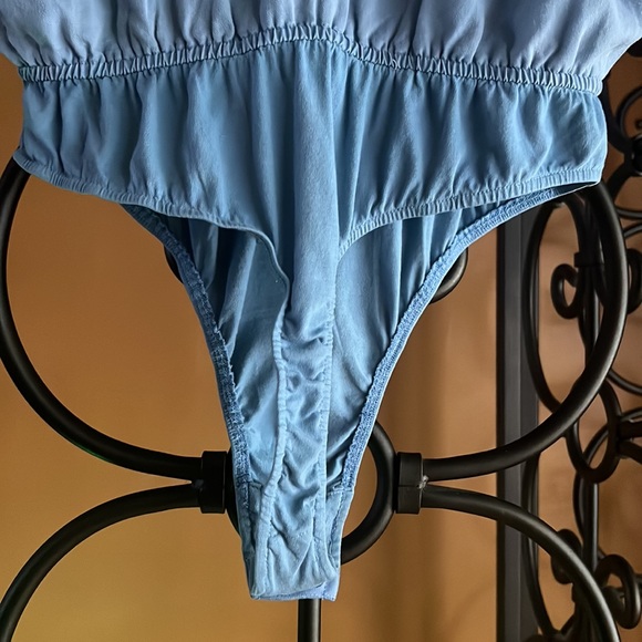 FREE PEOPLE Faux Wrap Jean Light Wash Bodysuit - Picture 6 of 11